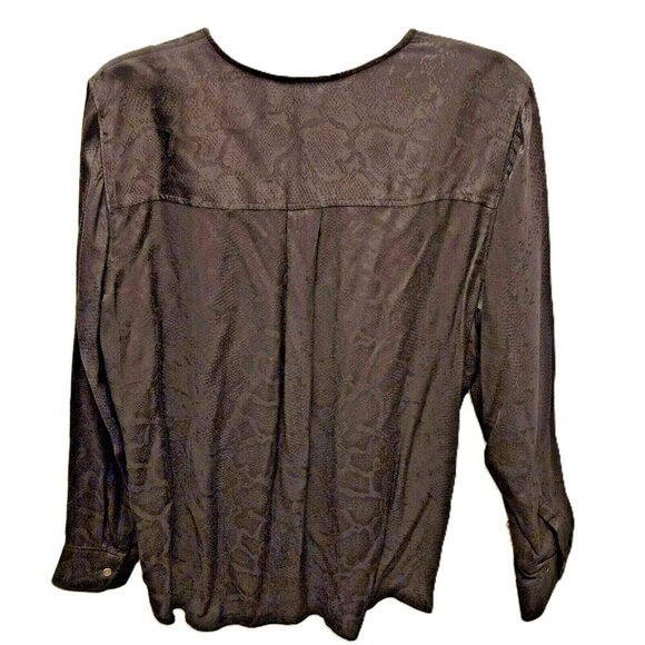 Rails Hillary Black‎ Snake Jacquard Wrap Blouse Top Size L - Picture 13 of 15